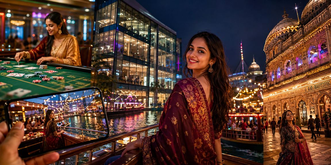 খুলনার রাতের বাজারের পটভূমিতে ব্যাকার‍্যাট গেম উপভোগের দৃশ্য