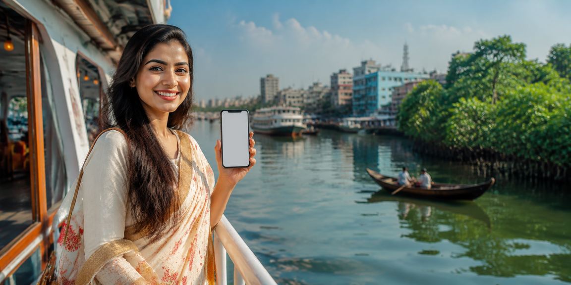 সুন্দরবনের পটভূমিতে বাংলাদেশী মডেল মোবাইলে ক্যাসিনো ব্যবহার করছেন